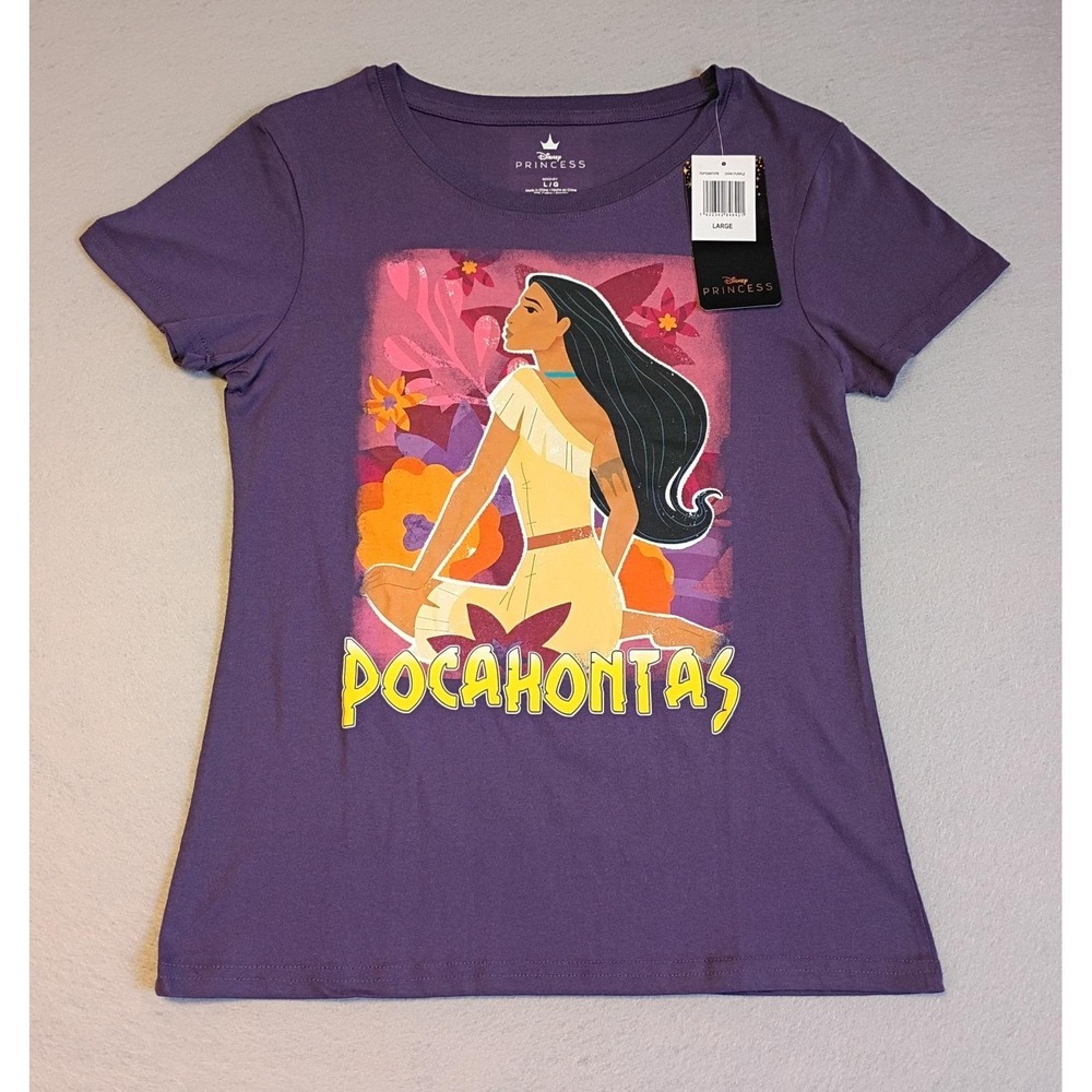 Pocahontas Purple Disney Princess T Shirt Large Girls NEW with‎ Tags